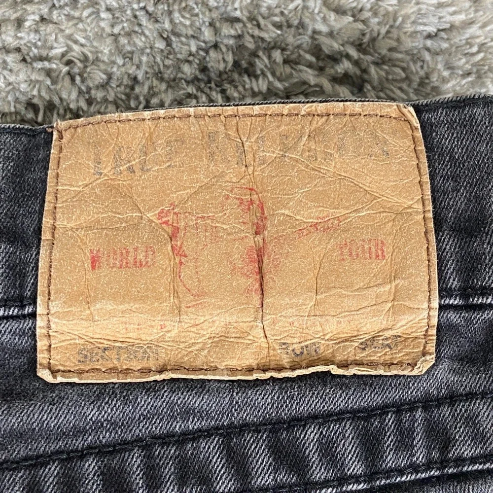 True Religion‎ Ricky Relaxed Straight Jeans Mens 40x32 Black Denim Flap Pocket